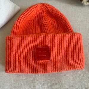 Acne Studios bright hunters orange color beanie unisex